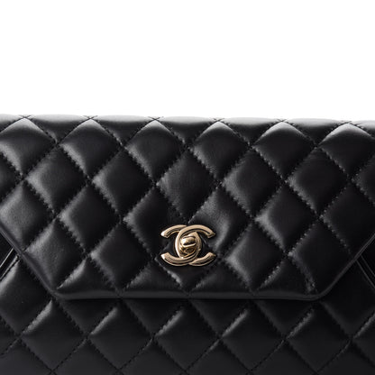 Chanel Lambskin Quilted Fold Up Again Clutch Black 10 of 11