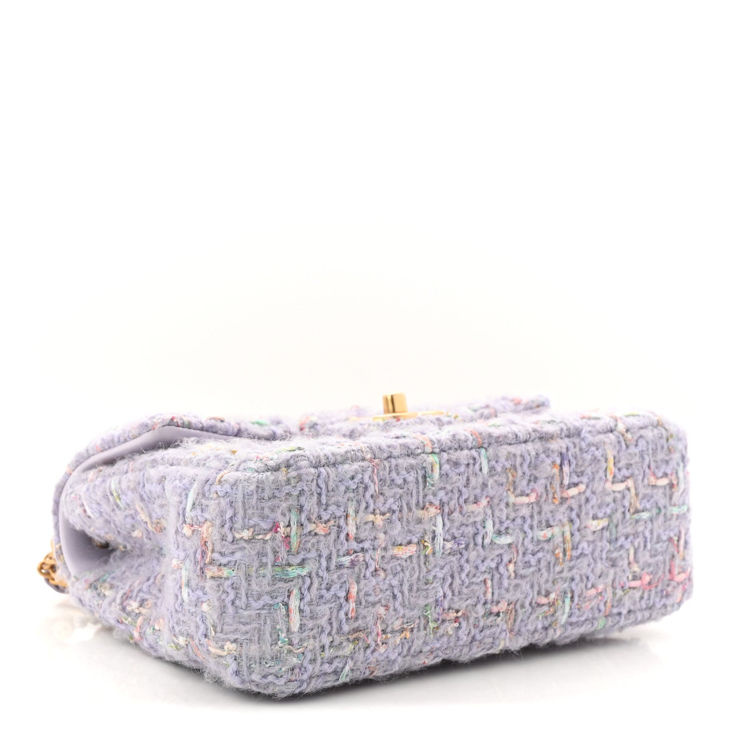 Chanel Tweed Quilted Pearl Twist Mini Rectangular Flap Purple 4 of 11