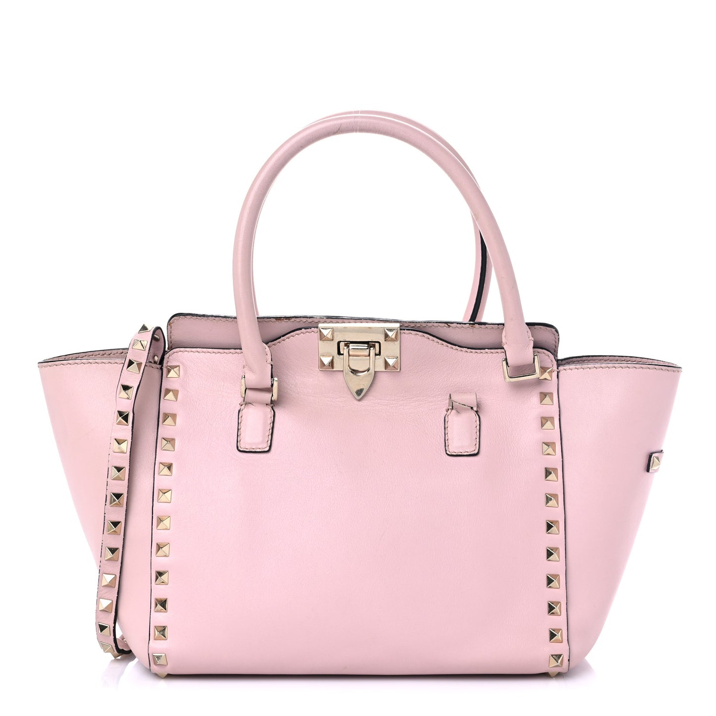Vitello Small Rockstud Double Handle Tote Water Rose