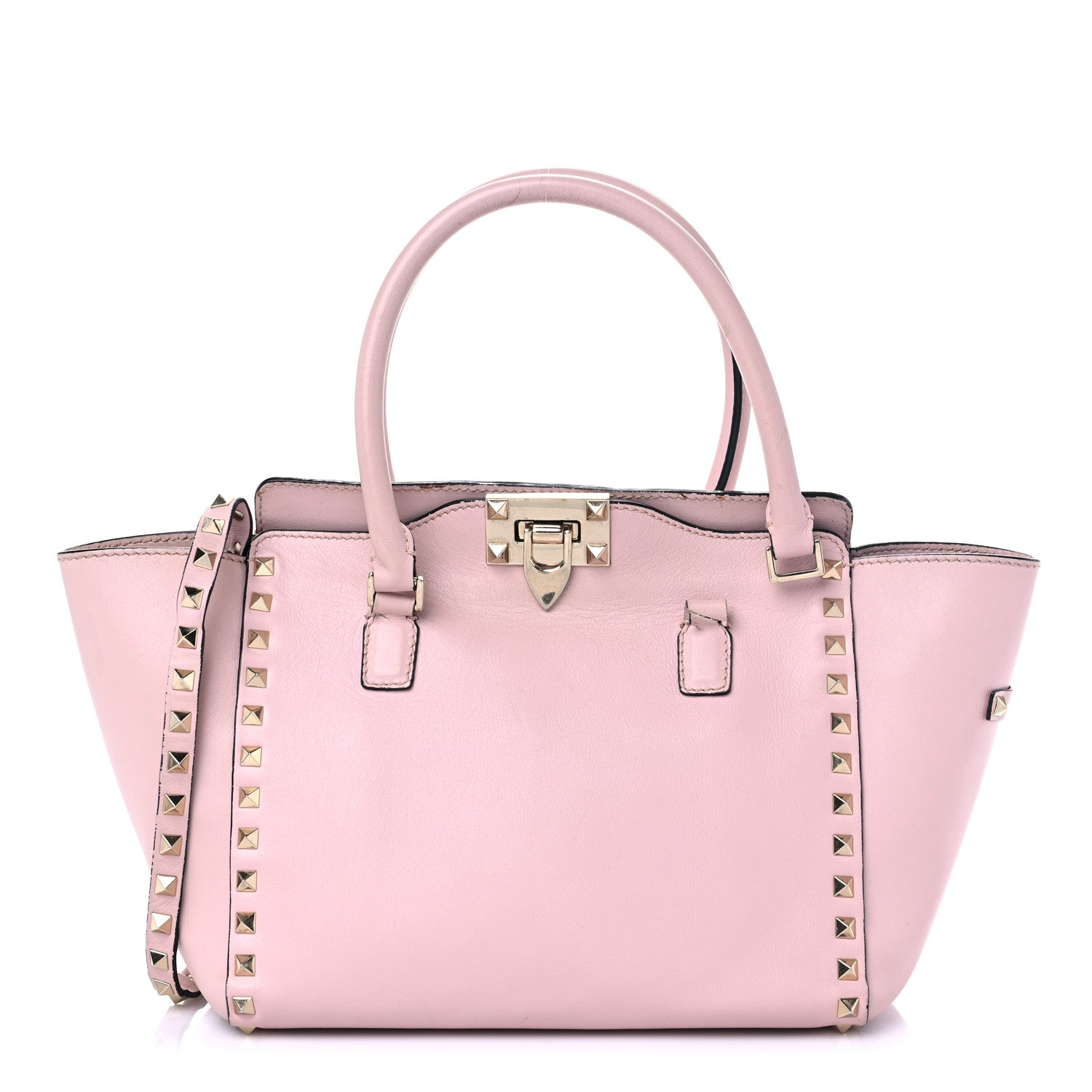 Valentino Garavani Vitello Small Rockstud Double Handle Tote Water Rose 1 of 11