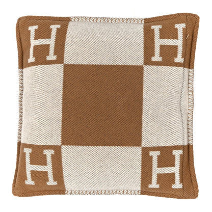 Hermes Wool Cashmere Avalon Pillow PM Ecru Camel 2 of 5