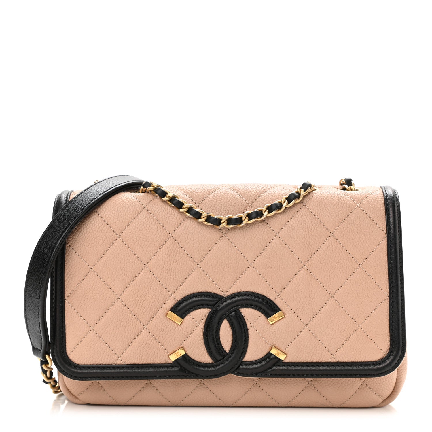 Chanel Caviar Quilted Small CC Filigree Flap Beige Black 1 of 11