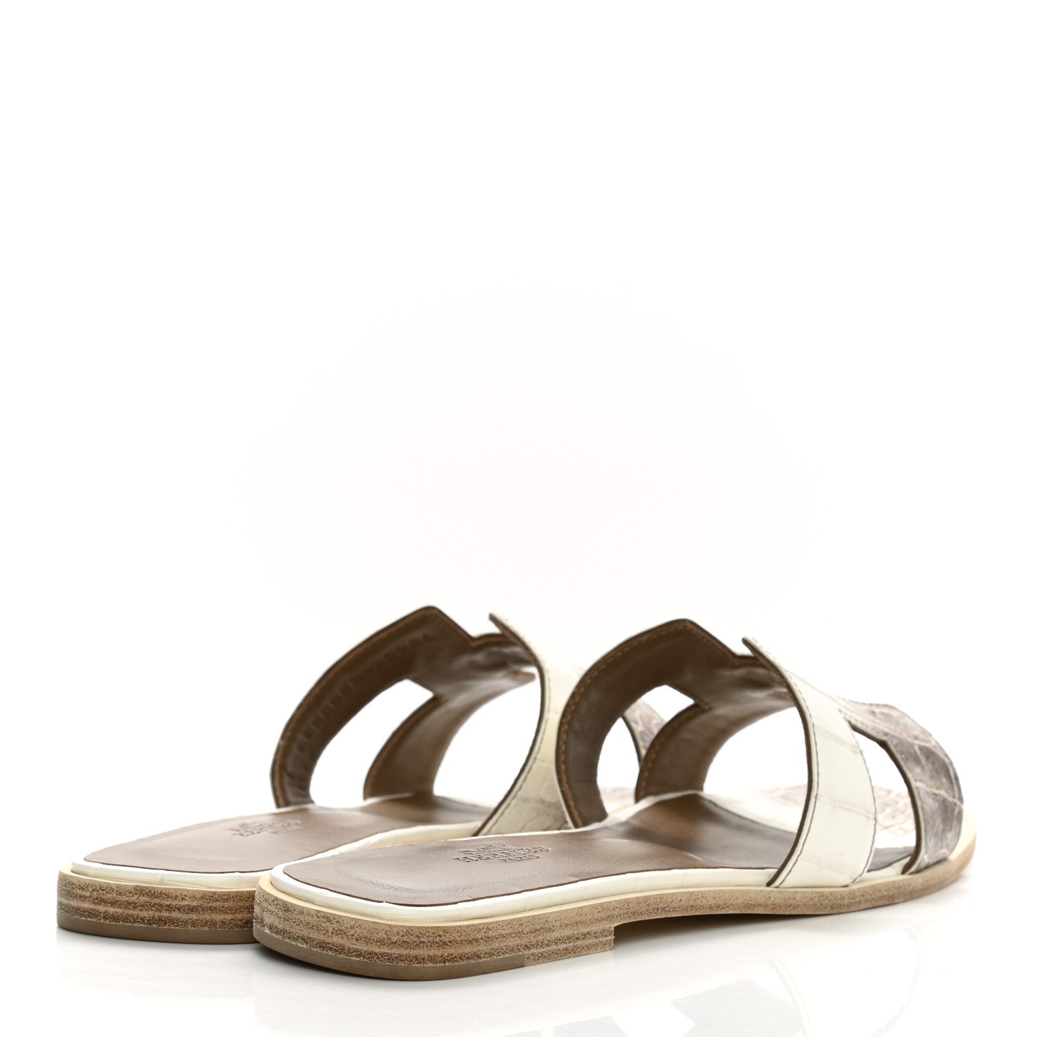 Hermes Matte Niloticus Crocodile Himalaya Oran Sandals 38.5 Blanc 4 of 9