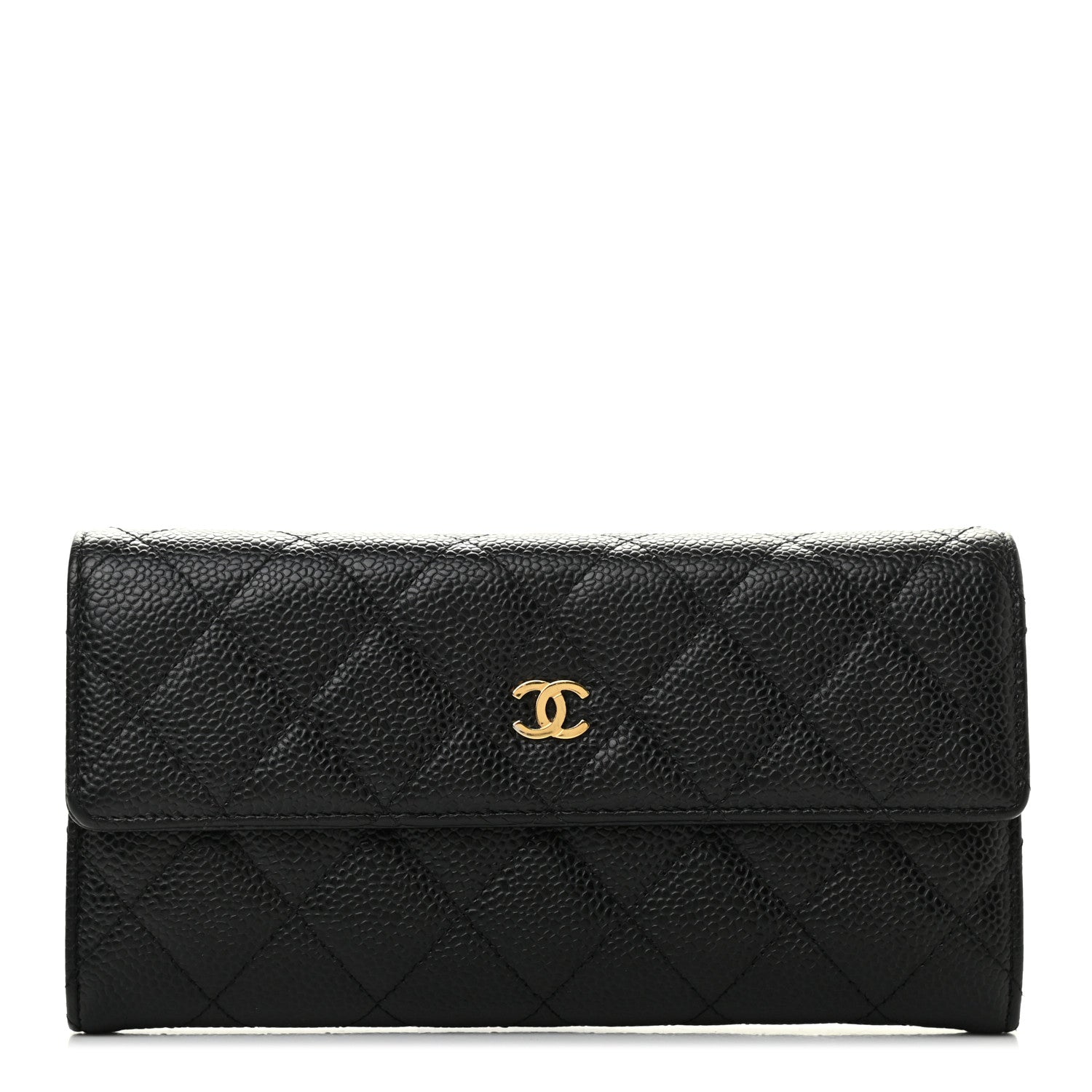 Chanel Caviar Quilted Large Gusset Flap Wallet Black 1 of 7