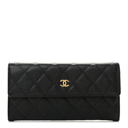 Chanel Caviar Quilted Large Gusset Flap Wallet Black 1 of 7