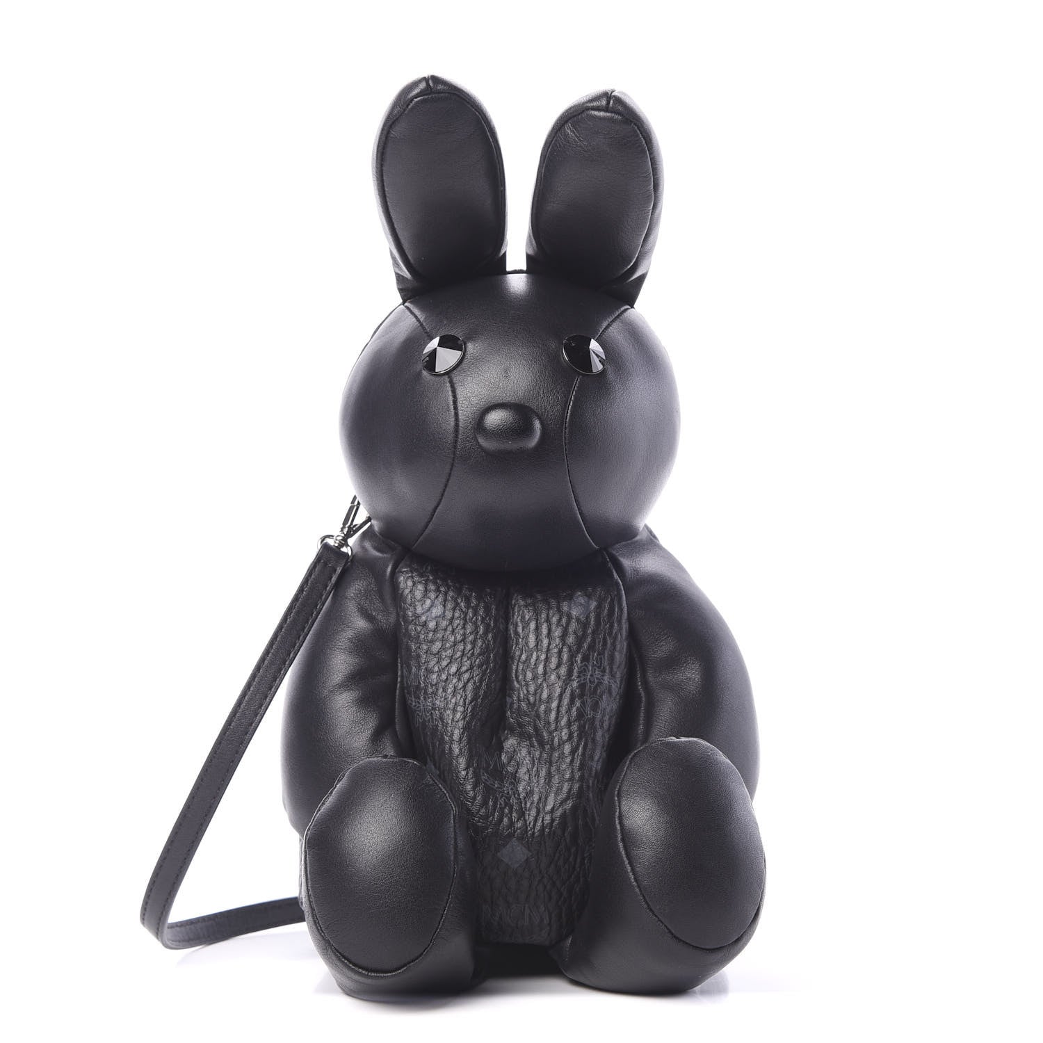 MCM Calfskin Visetos Rabbit Zoo Doll Crossbody Black 1 of 10