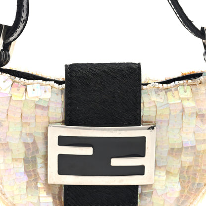 Fendi Sequin Paillettes Pony Hair Mini Half Moon Baguette Multicolor 7 of 9