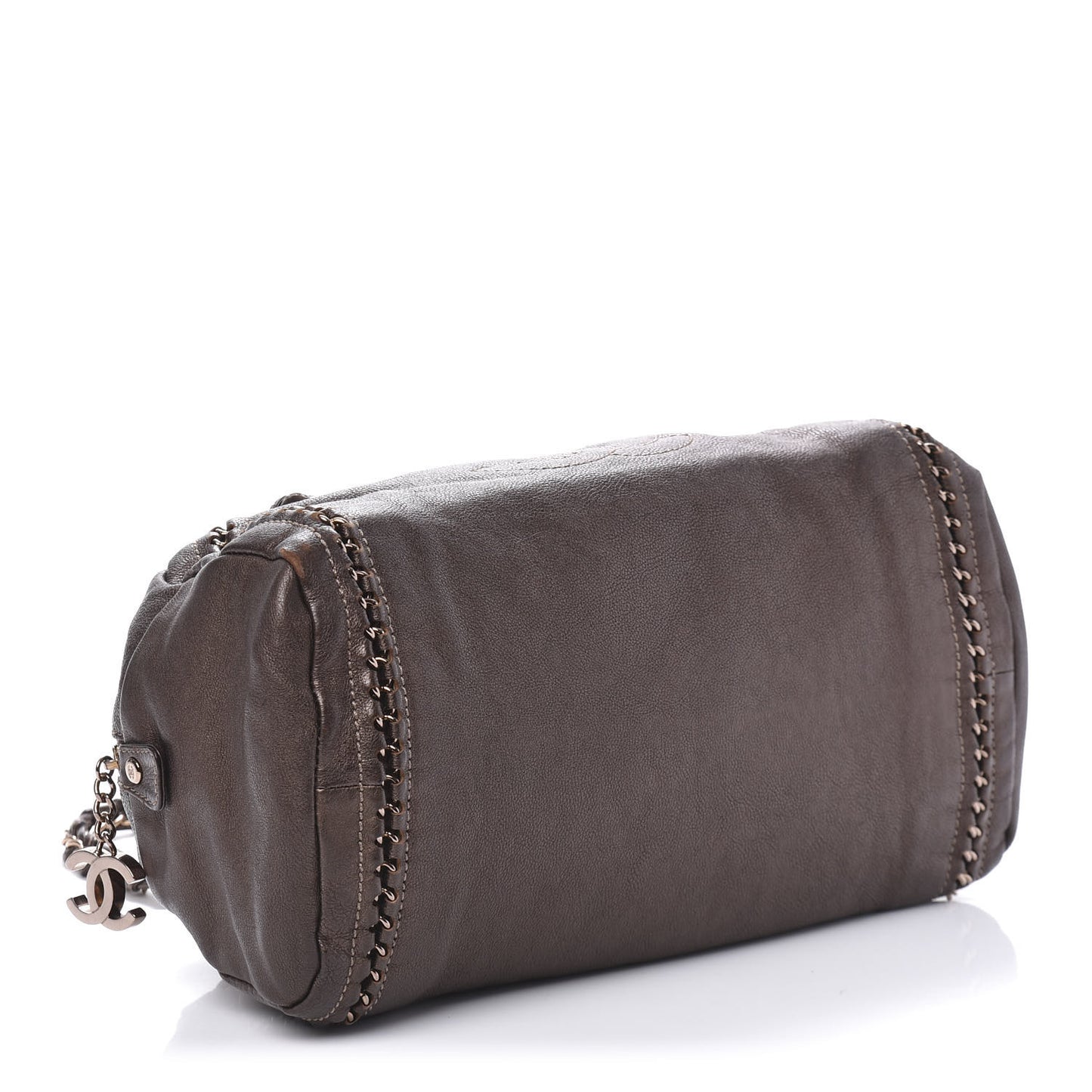 Goatskin Medium Luxe Ligne Bowler Brown