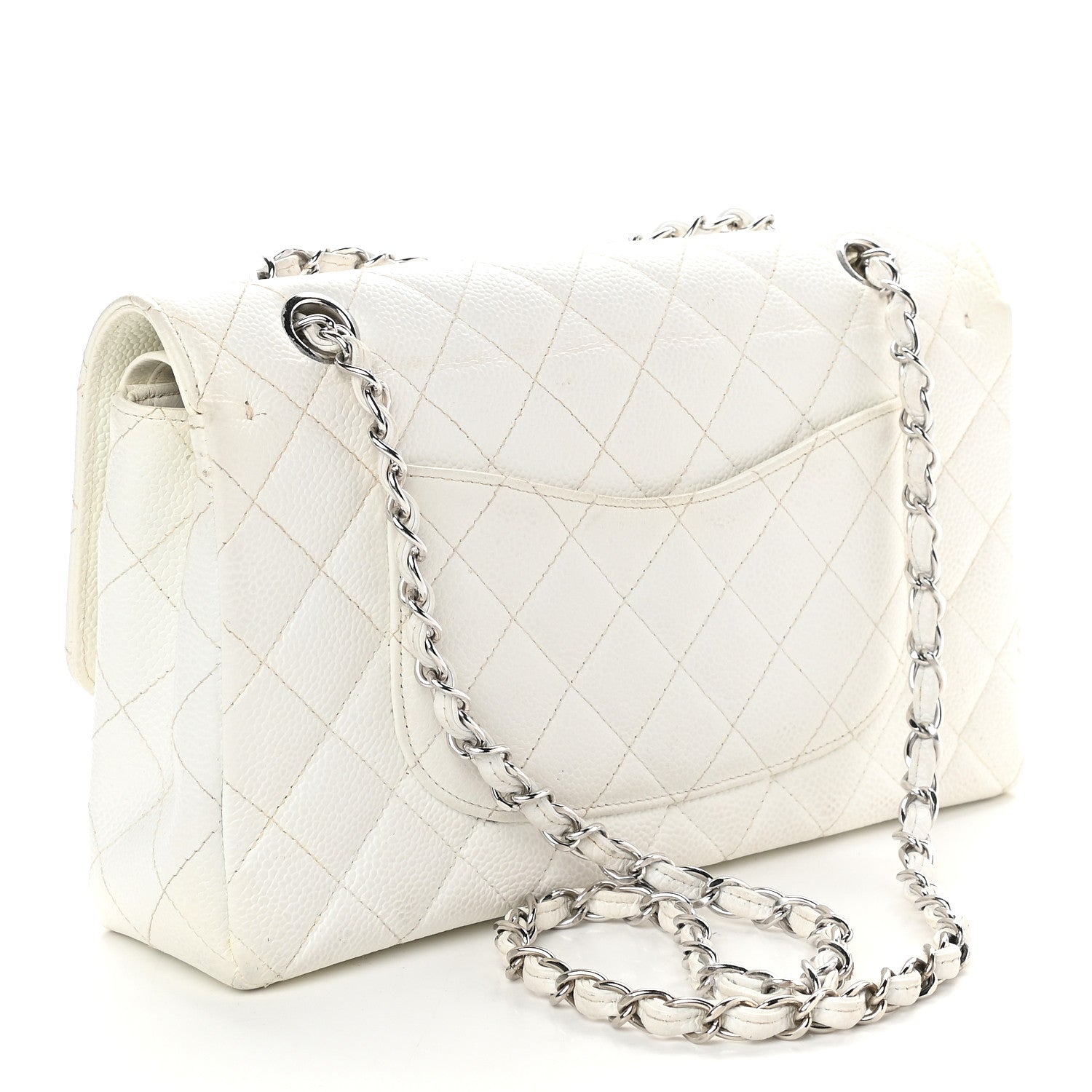 Chanel Caviar Quilted Medium Double Flap White 3 of 11