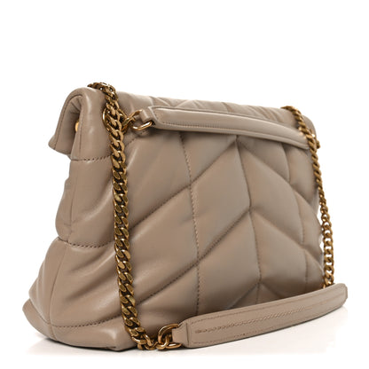 Saint Laurent Lambskin Quilted Small Loulou Puffer Monogram Chain Satchel Dark Beige 3 of 10