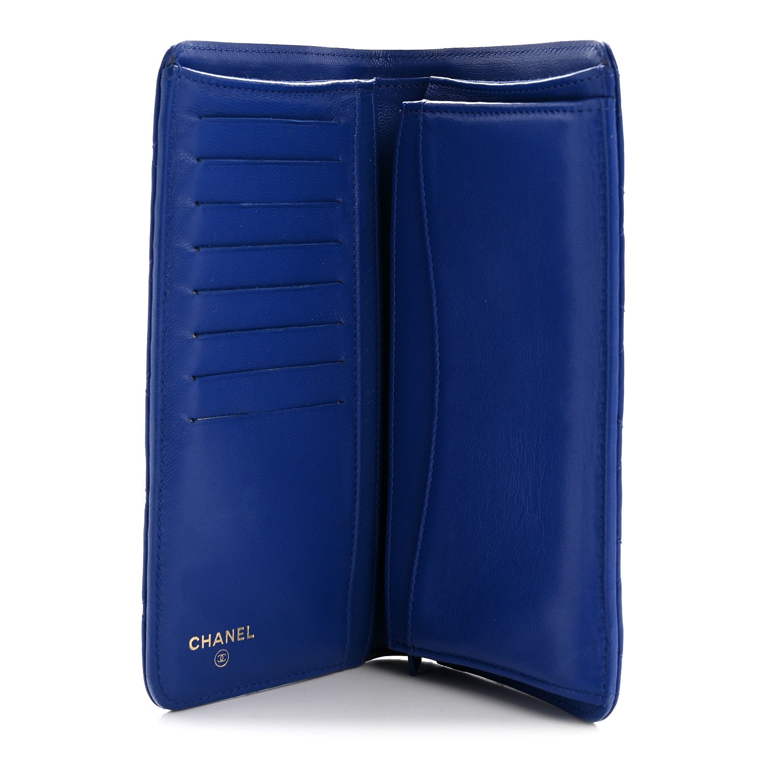 Chanel Lambskin Quilted Yen Wallet Blue 5 of 9