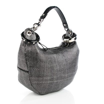 Jimmy Choo Metallic Woven Leather Solar S Hobo Old Silver 3 of 7