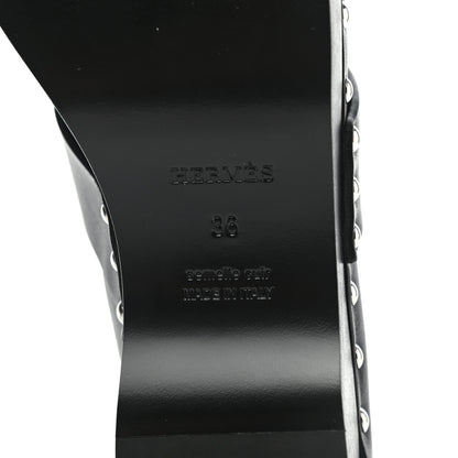 Hermes Calfskin Calya Mules 36 Black 6 of 8
