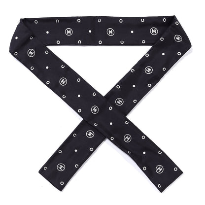 Chanel Silk CC Polka Dot Slim Bandeau Scarf Black Silver 1 of 3