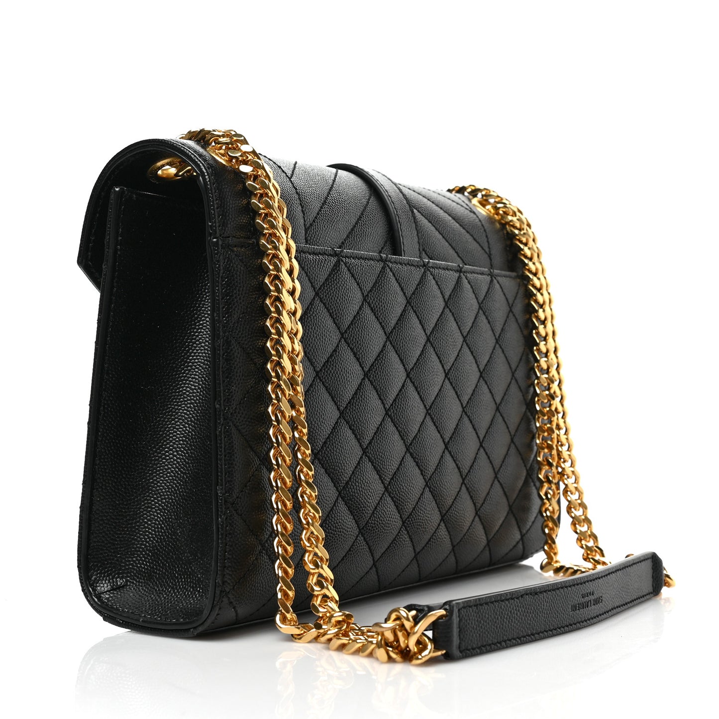 Grain De Poudre Textured Mixed Matelasse Triquilt Medium Monogram Satchel Black
