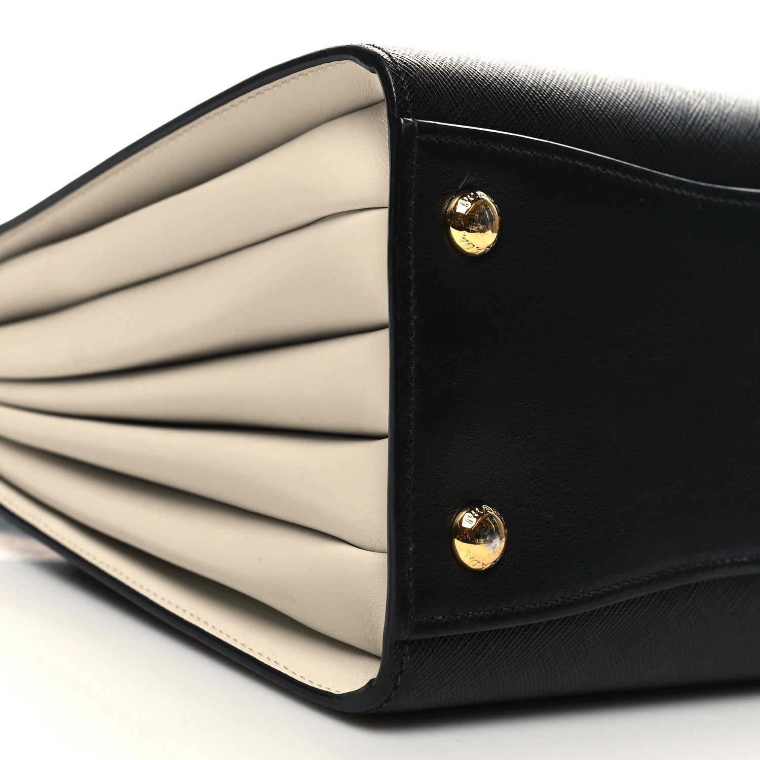 Prada Saffiano City Calfskin Small Bibliothèque Top Handle Black White 9 of 12