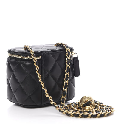Chanel Lambskin Quilted Mini Pearl Crush Vanity Case With Chain Black 3 of 11
