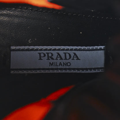 Prada Vitello Montana Neoprene Lace Up Chelsea 110mm Ankle Boots 38 Black Arancio 9 of 12