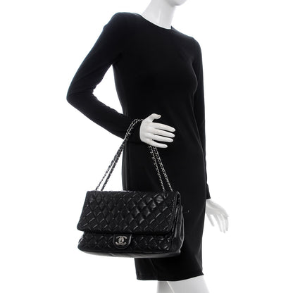 Chanel Lambskin Quilted Jumbo Coco Rain Flap Black 3 of 14
