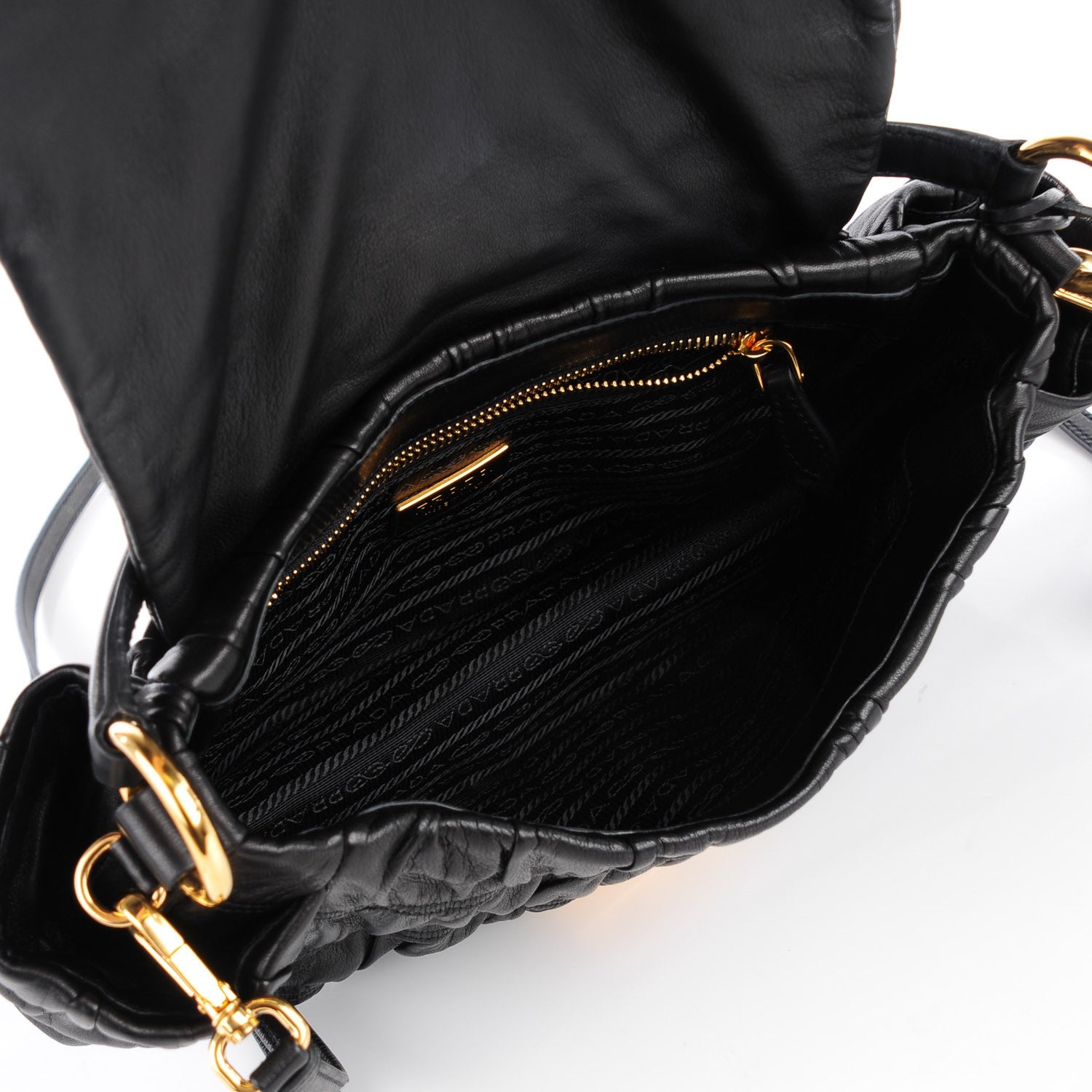 Prada Nappa Dressy Gaufre Flap Bag Nero Black 8 of 8