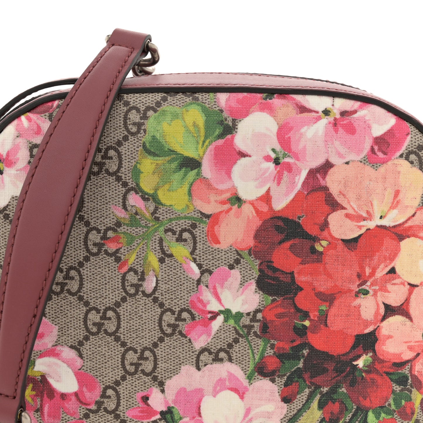 GG Supreme Monogram Blooms Mini Chain Shoulder Bag Beige Multicolor Dry Rose