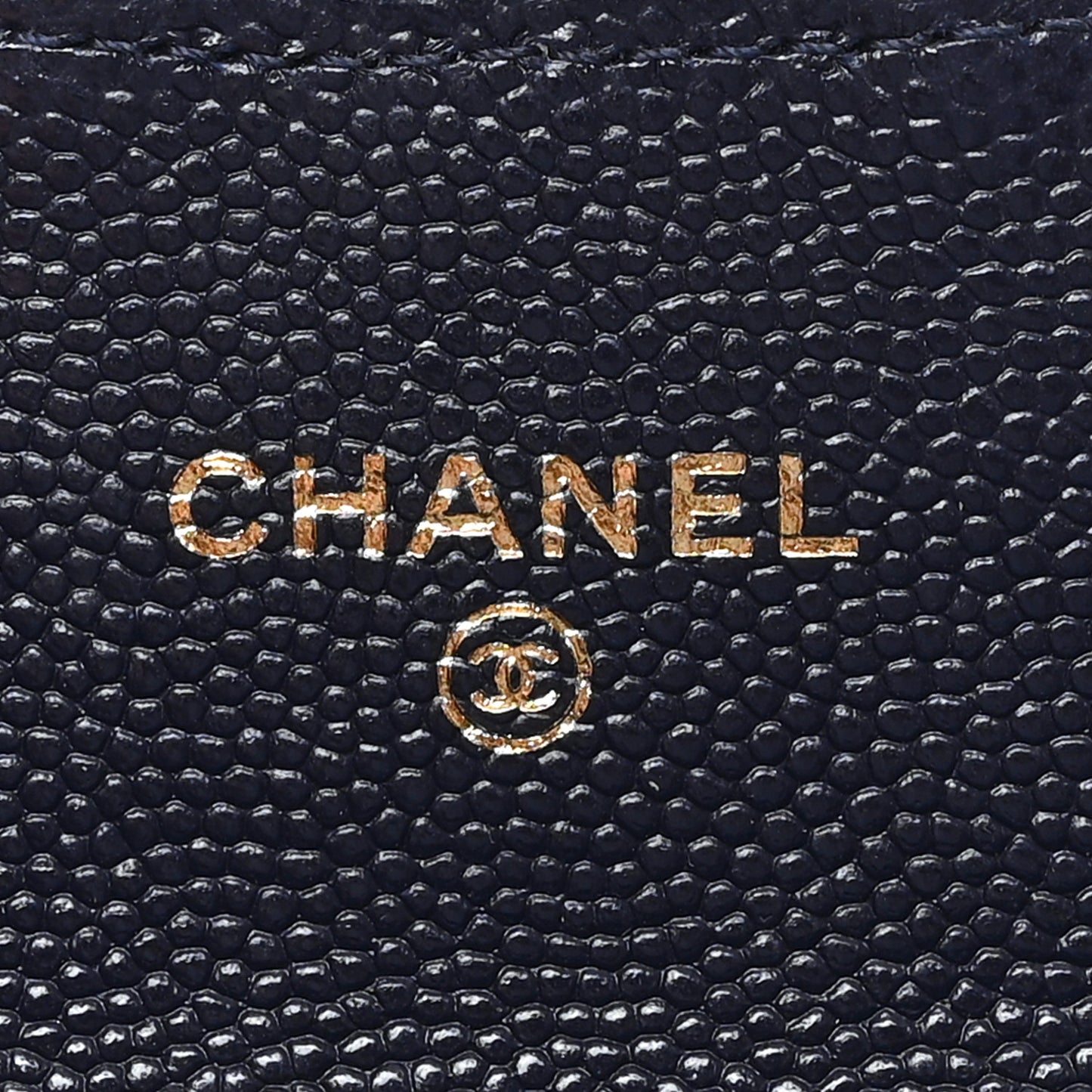 Caviar Quilted Flap Card Holder Navy Blue