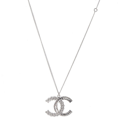 Chanel Baguette Crystal Large CC Necklace Silver 1 of 5