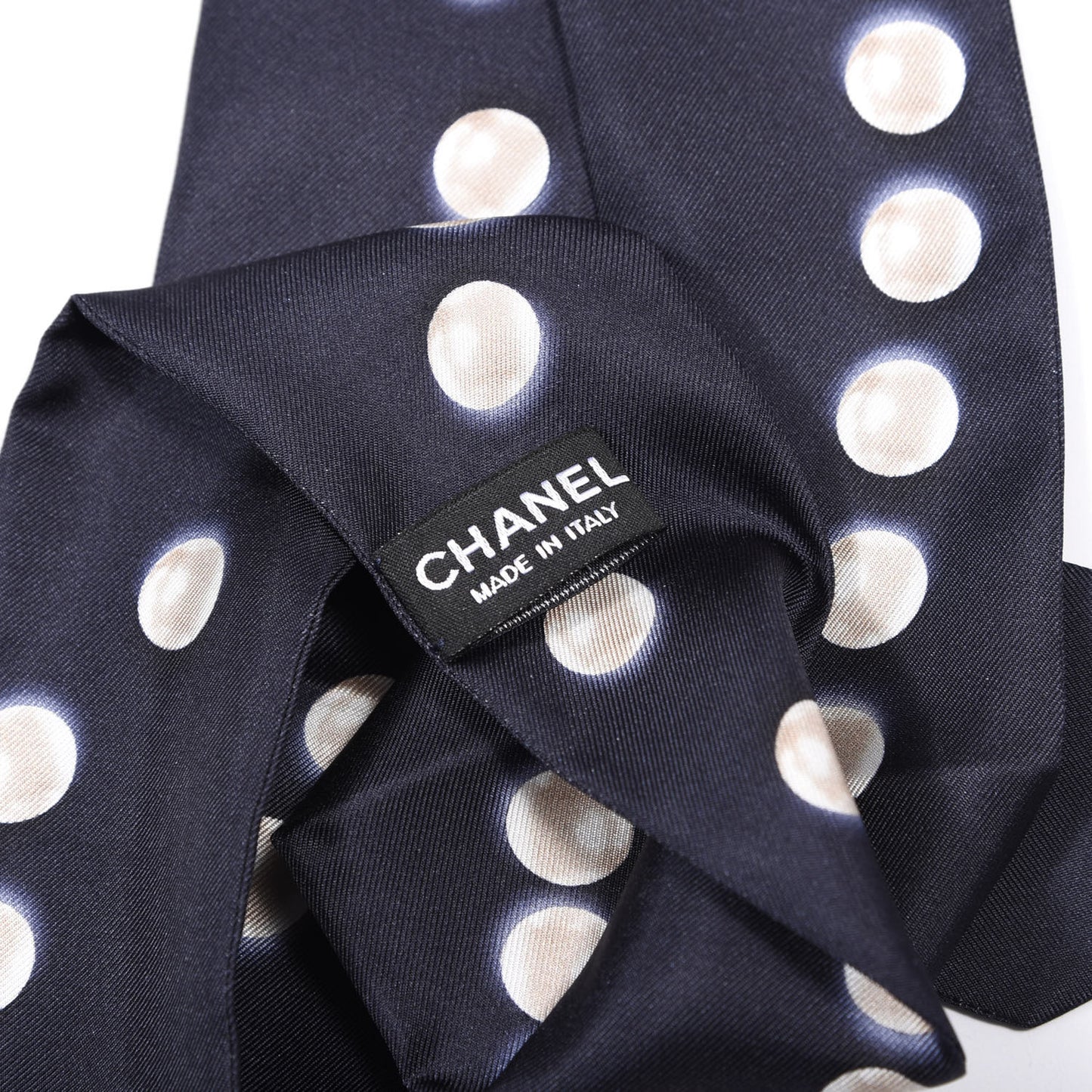 Silk Pearl CC Slim Bandeau Scarf Navy
