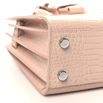 Saint Laurent Calfskin Crocodile Embossed Nano Sac De Jour Rose Antic 9 of 11