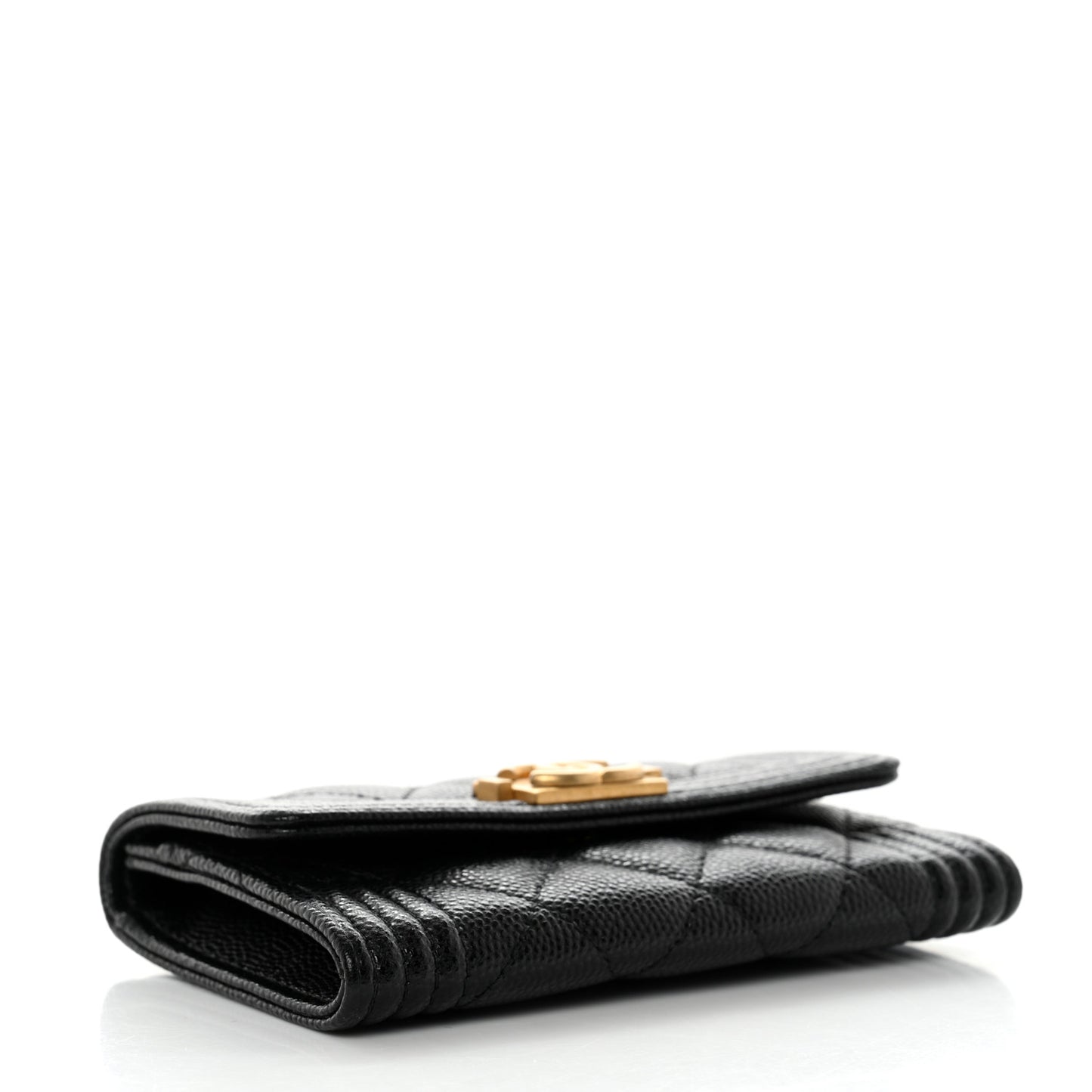 Caviar Quilted Boy Flap Card Holder Black