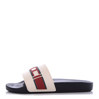 Gucci Rubber Stripe Mens Pool Slide Sandals 6 Ecru Green Red 1 of 9