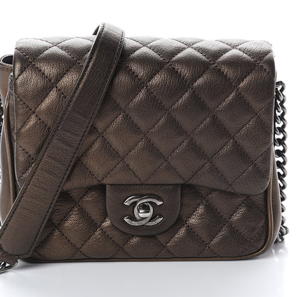 Chanel Metallic Goatskin Quilted Small Rock In Rome Flap Bronze 7 of 9