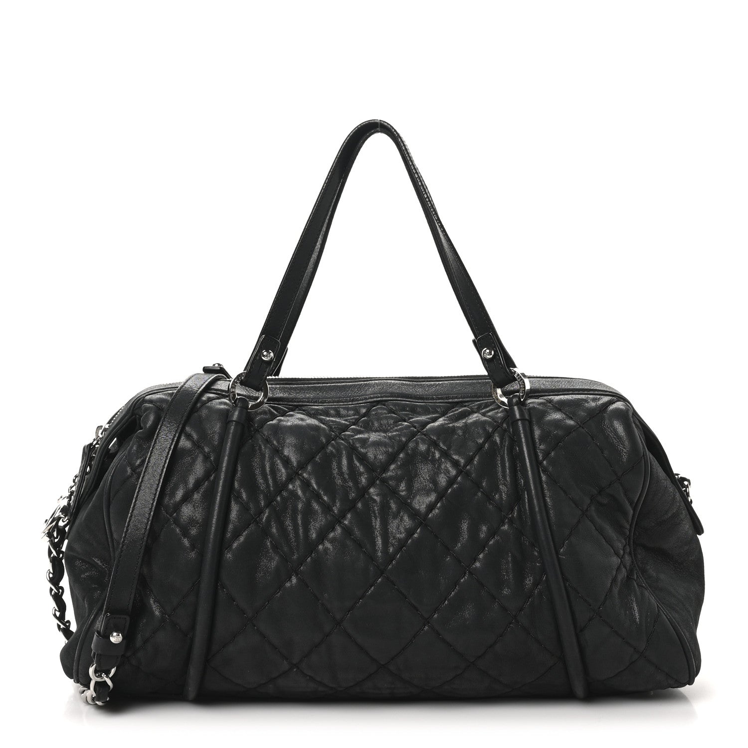 Chanel Iridescent Calfskin Quilted Relax CC Bowler Bag Black 1 of 10