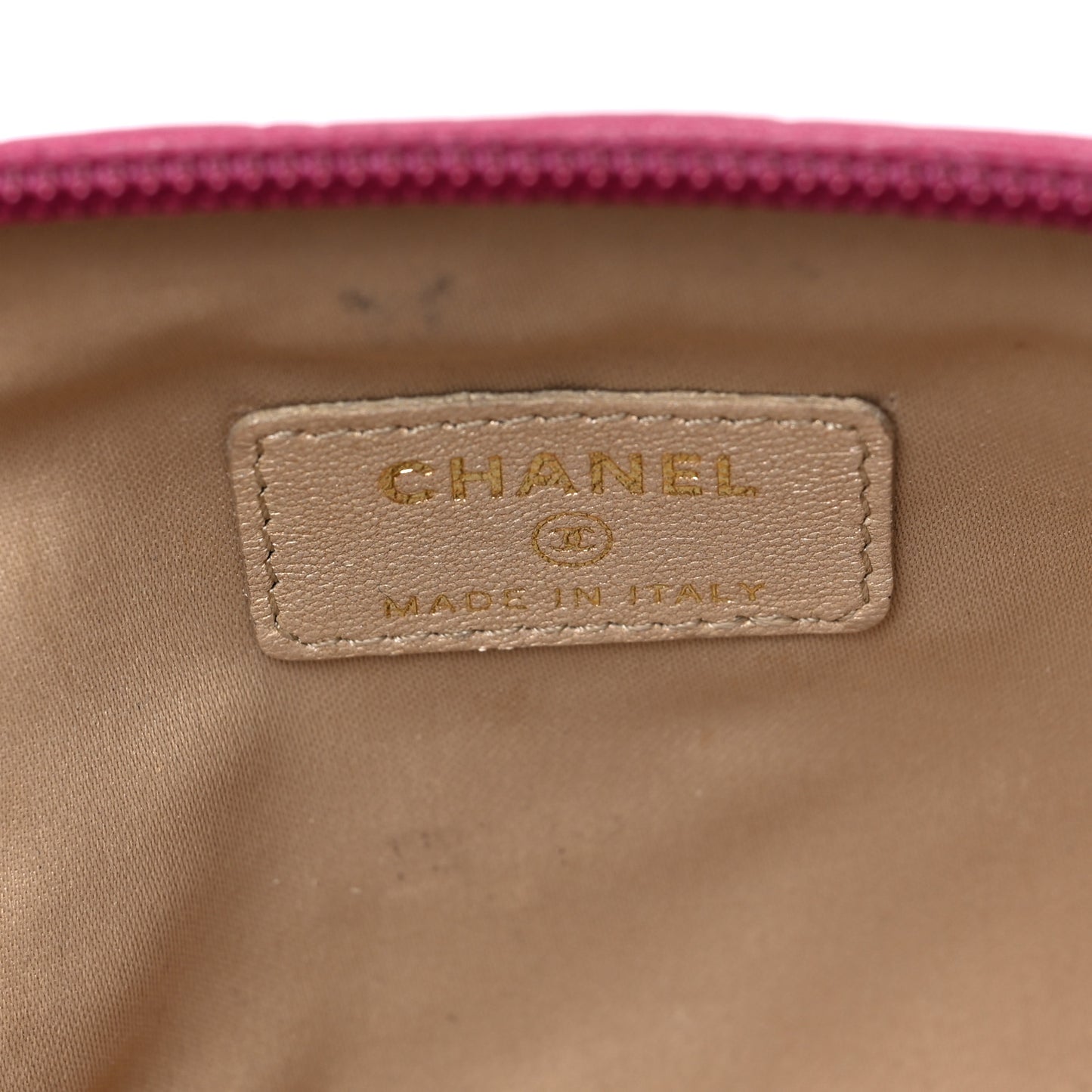 Lambskin Camellia Embossed Cosmetic Case Pink