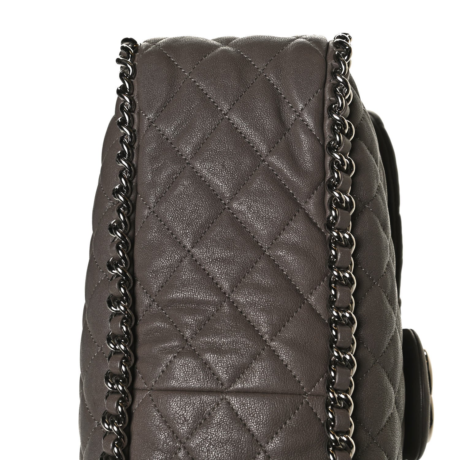 Chanel Washed Lambskin Quilted Chain Around Maxi Flap Taupe 11 of 13