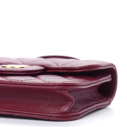 Chanel Lambskin Quilted Top Handle Flap Coin Purse With Chain Burgundy 10 of 11