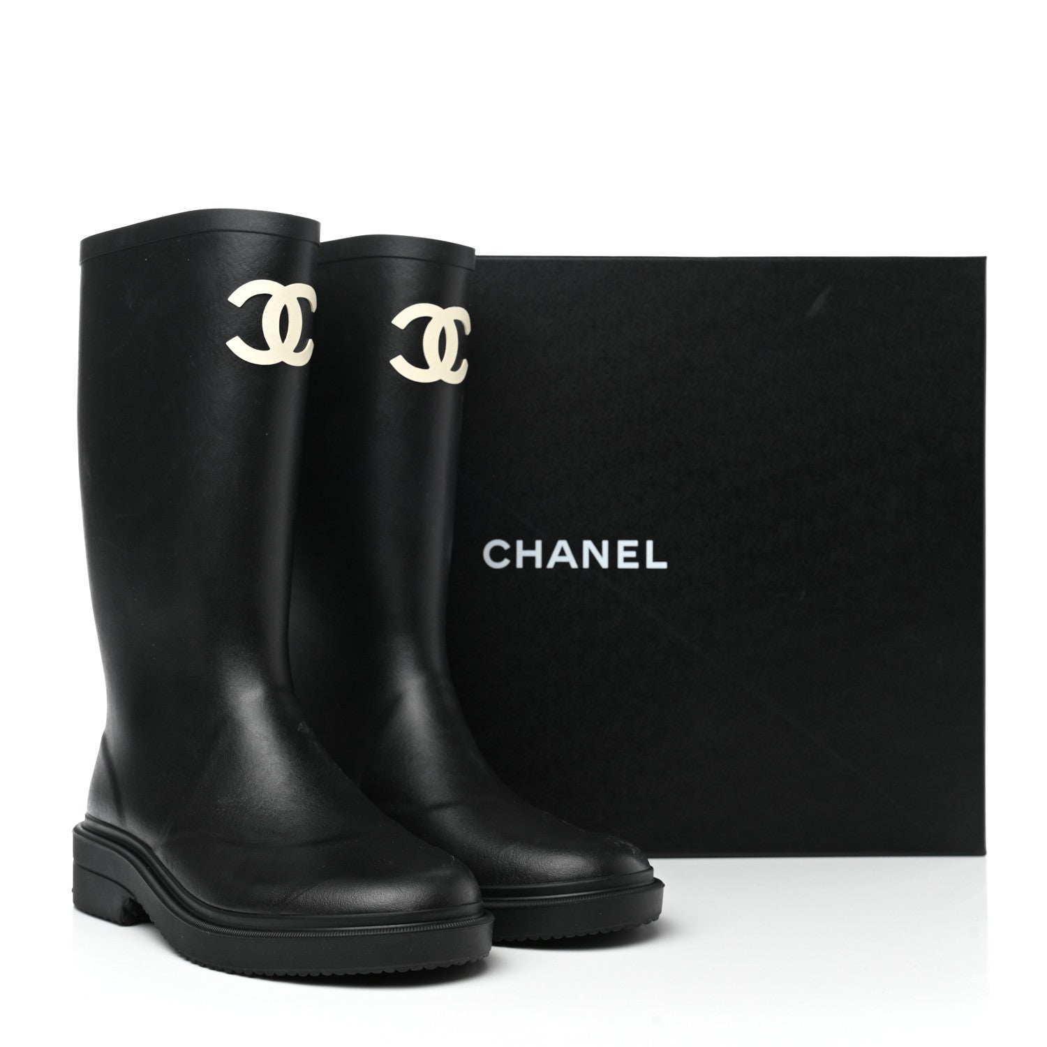 Chanel Caoutchouk CC High Boots 38 Black 8 of 8