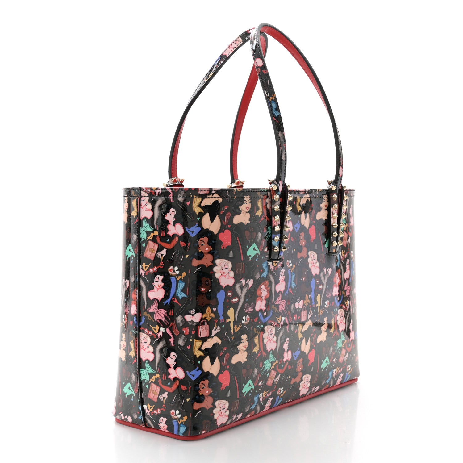 Christian Louboutin Patent Calfskin Small Dita Cabata Tote Black 4 of 11
