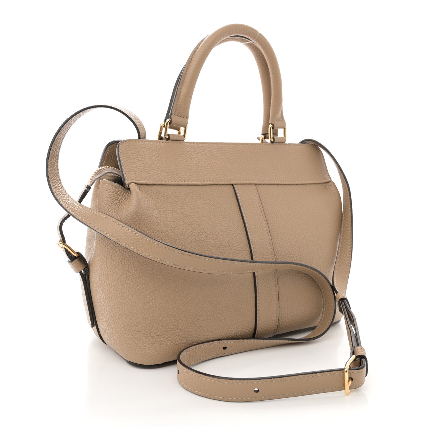 Grained Calfskin Small Cabas De France Dune