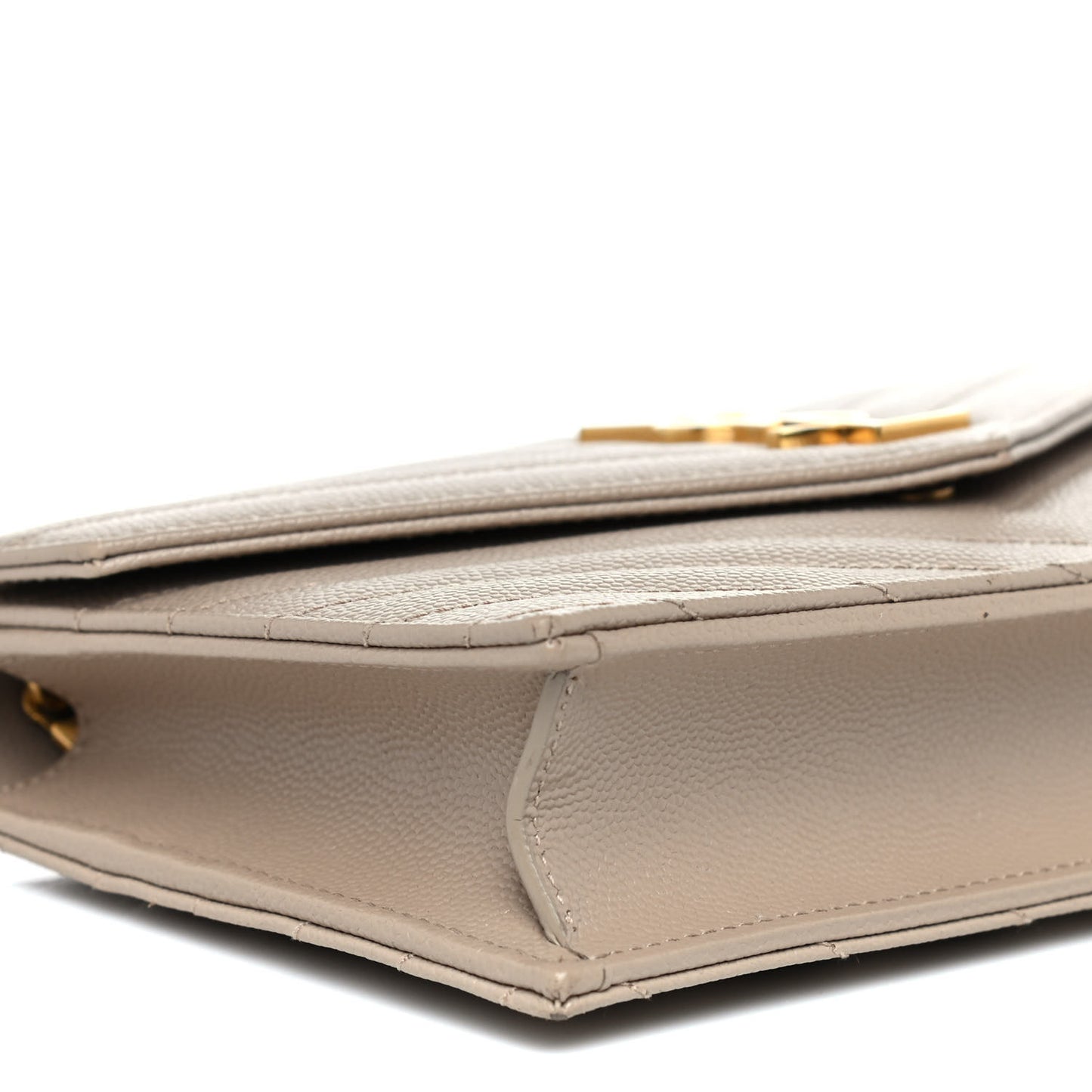 Grain De Poudre Matelasse Chevron Monogram Envelope Chain Wallet Taupe