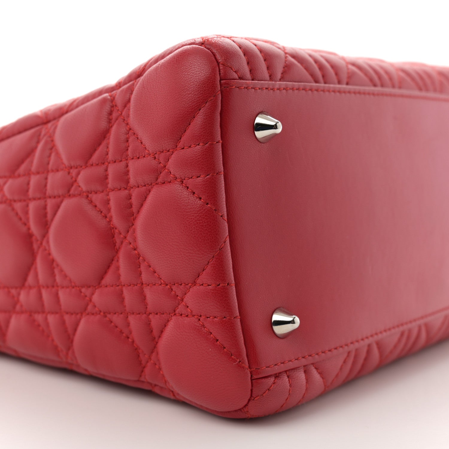 Christian Dior Lambskin Cannage Medium Lady Dior Red 9 of 11