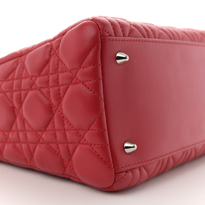 Christian Dior Lambskin Cannage Medium Lady Dior Red 9 of 11