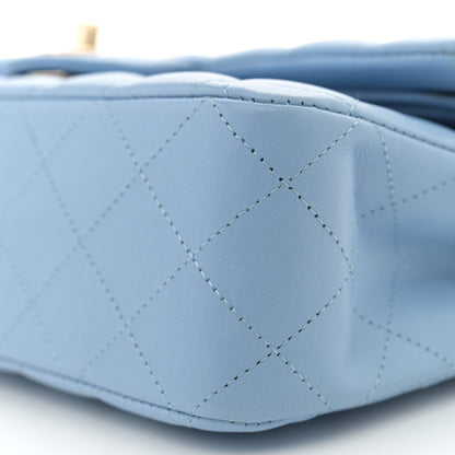 Chanel Lambskin Quilted Medium Double Flap  Light Blue 10 of 11