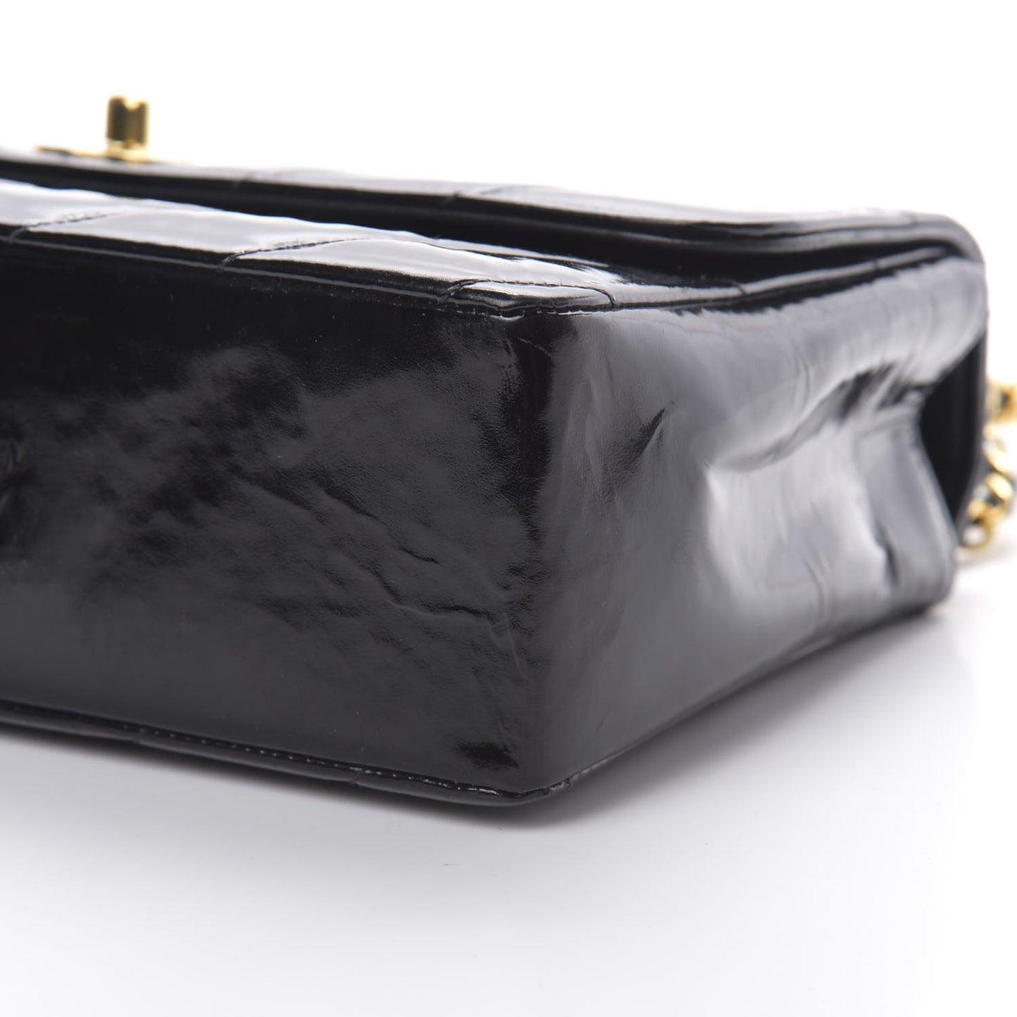 Patent Chevron Top Handle Flap Black
