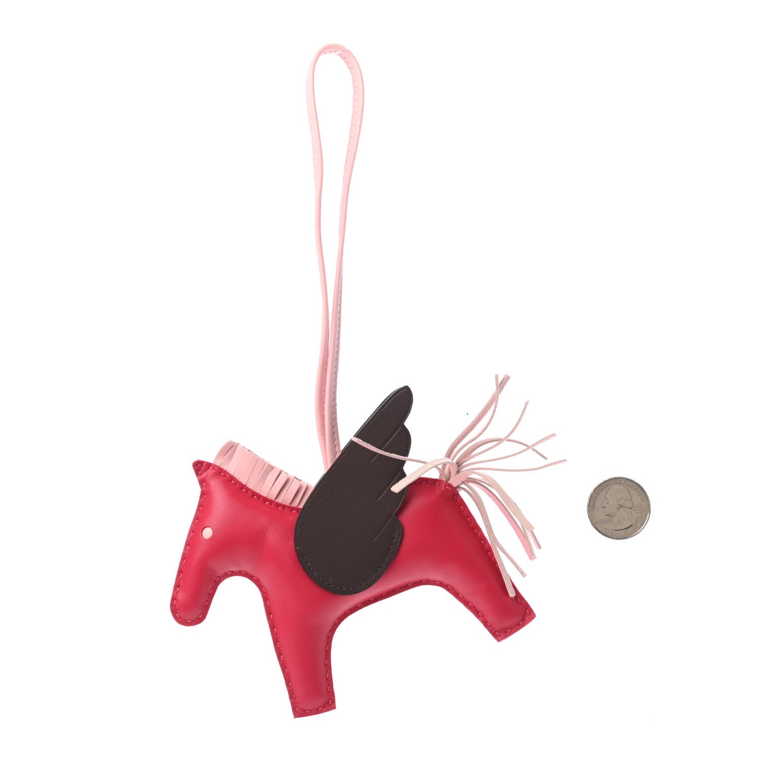 Hermes Milo Lambskin Grigri Rodeo Pegase Horse Bag Charm MM Framboise Rose Sakura Rouge Sellier 2 of 4