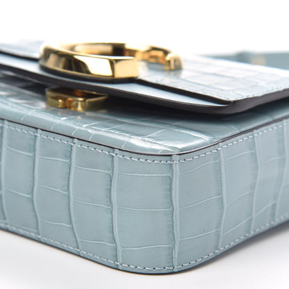 Chloe Calfskin Crocodile Embossed Mini C Double Carry Faded Blue 9 of 9