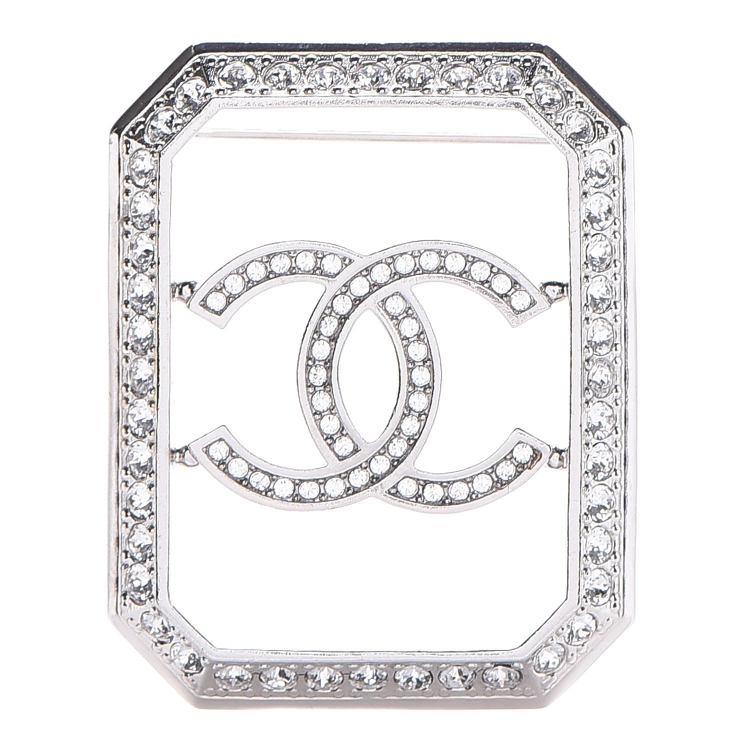 Chanel Crystal CC Brooch Silver 1 of 5