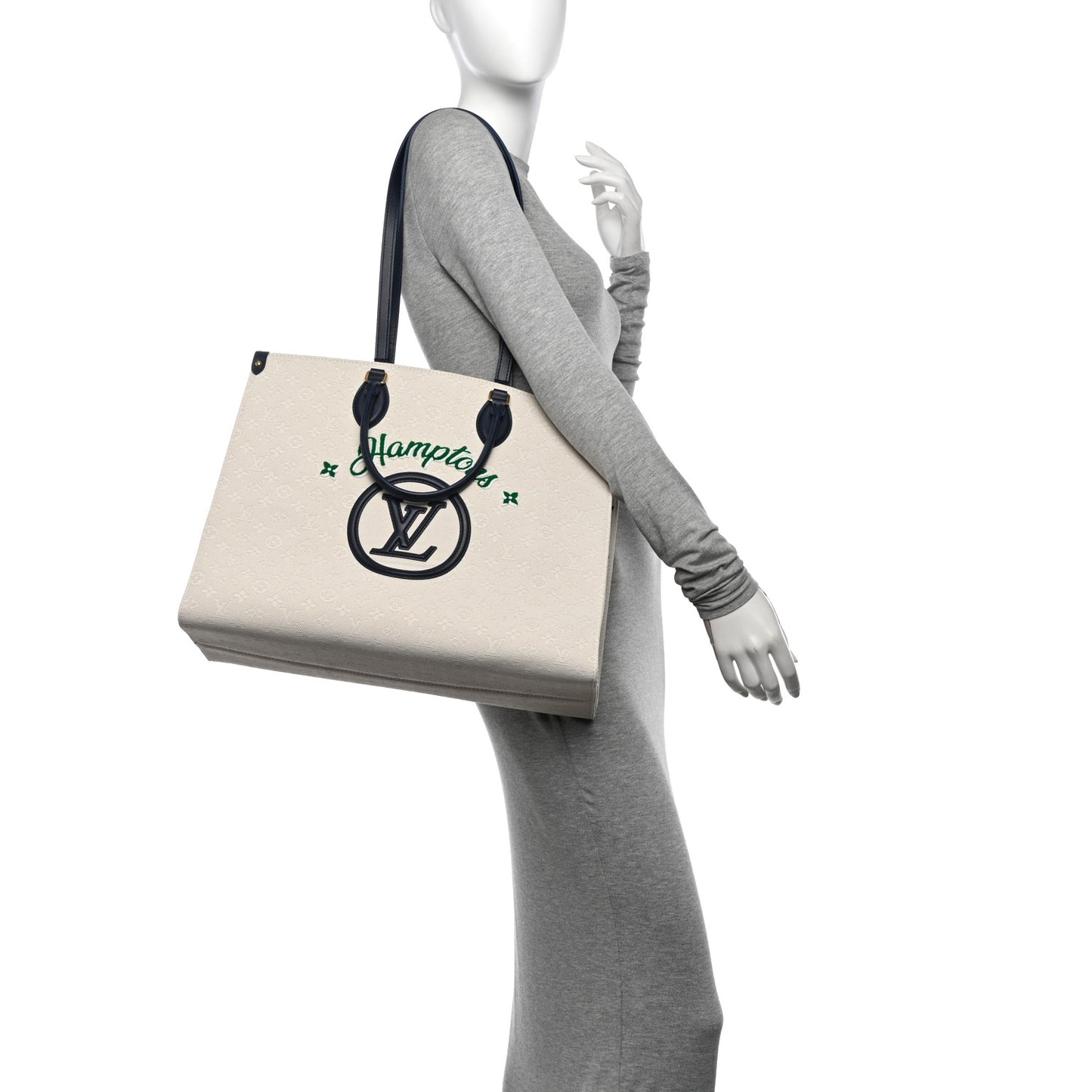 Jacquard Embroidered Tufted Monogram Hamptons Onthego GM Blue