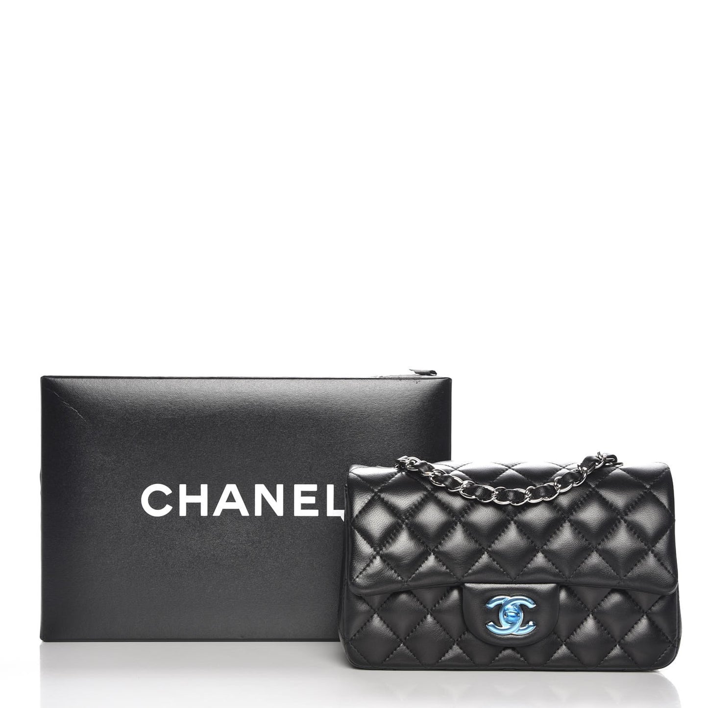 Lambskin Quilted Mini Rectangular Flap Black