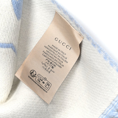 Gucci Wool Cashmere Interlocking G Scarf Sky Blue Ivory 3 of 3